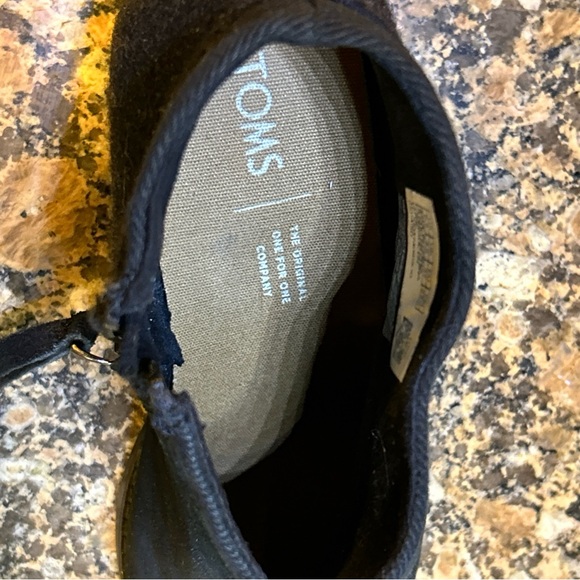 Toms Boots Womens 6.5 Loren Ankle Booties Black Leather Side Zip Block 10014150 - Picture 7 of 16